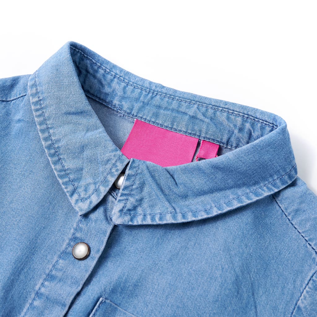 Dětské šaty Vidaxl s dlouhými rukávy 128 Navy Blue a Denim Blue