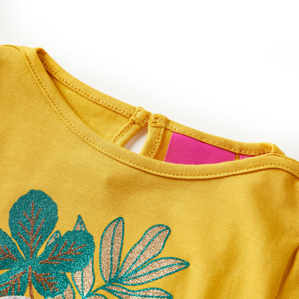 VidaXL children's shirt with long sleeves 104 ocher -colored