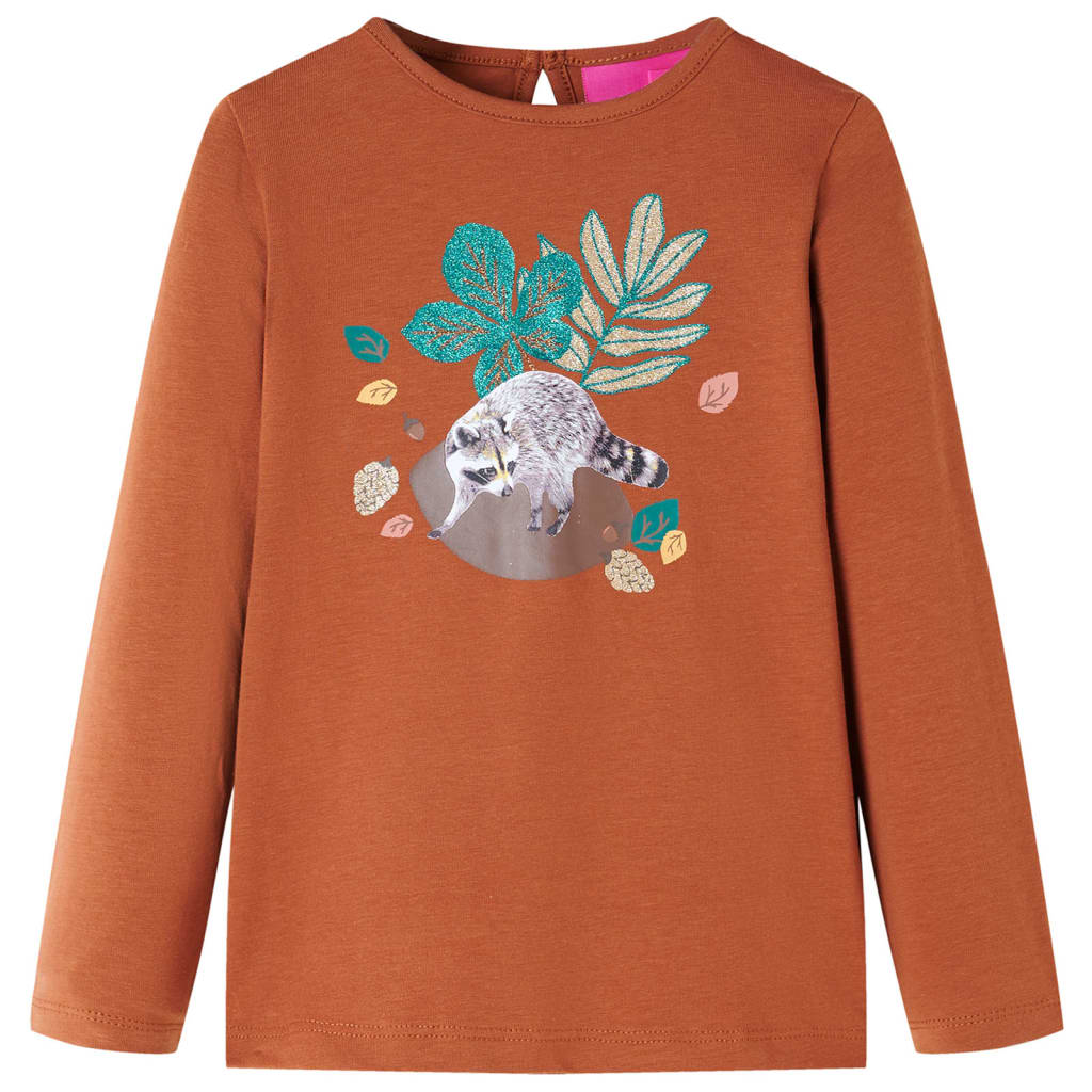 Vidaxl Children's shirt with long sleeves 104 cognac colored