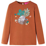 Vidaxl Children's shirt with long sleeves 104 cognac colored