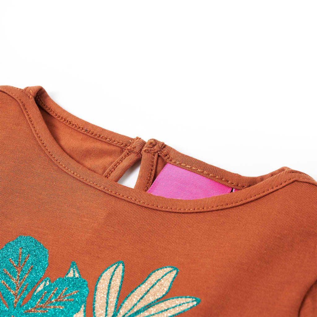 Vidaxl Children's shirt with long sleeves 104 cognac colored