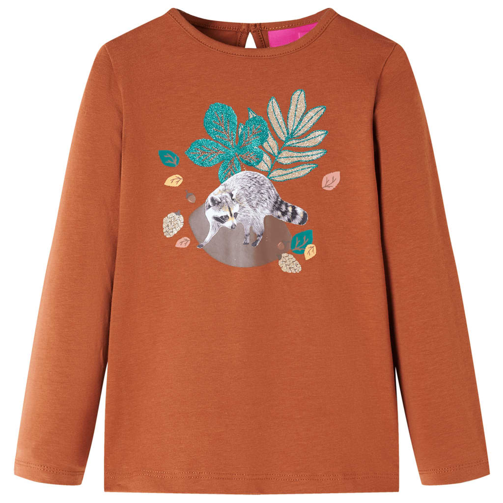 Vidaxl Children's shirt with long sleeves 116 cognac colored