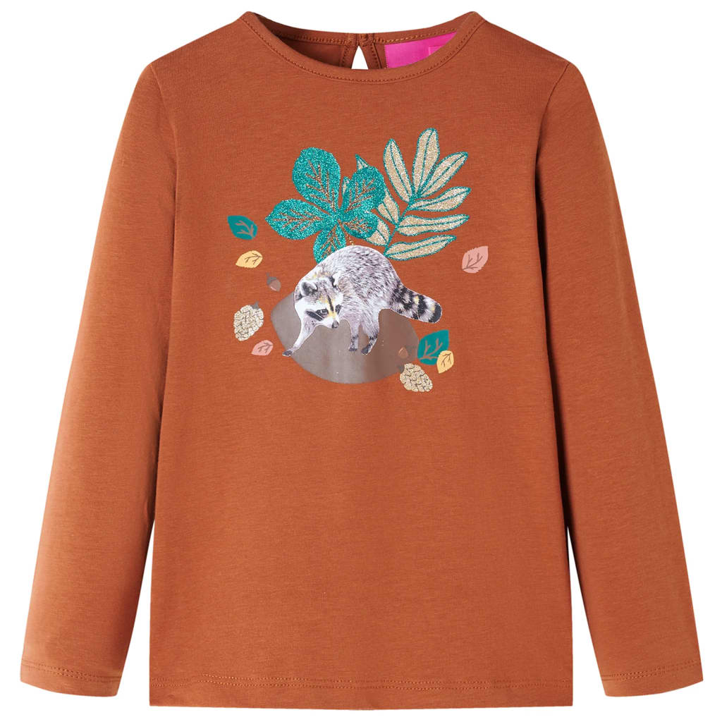 Vidaxl Children's shirt with long sleeves 128 cognac colored