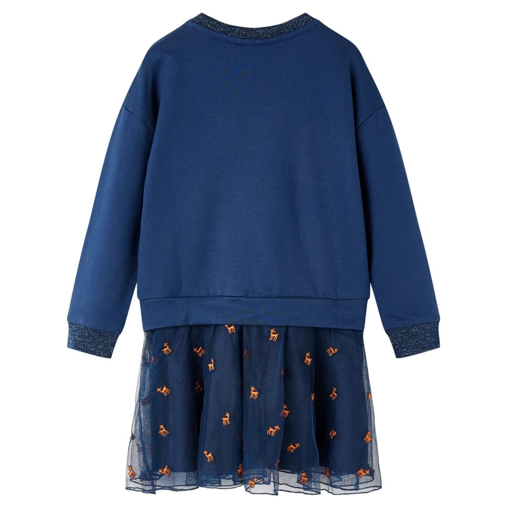 Vidaxl children's dress with long sleeves 92 navy blue