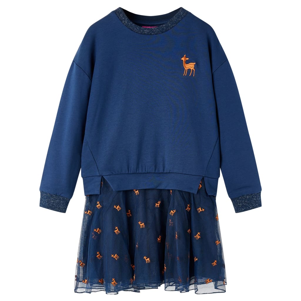 Vidaxl children's dress with long sleeves 104 navy blue