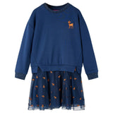 Vidaxl children's dress with long sleeves 128 navy blue