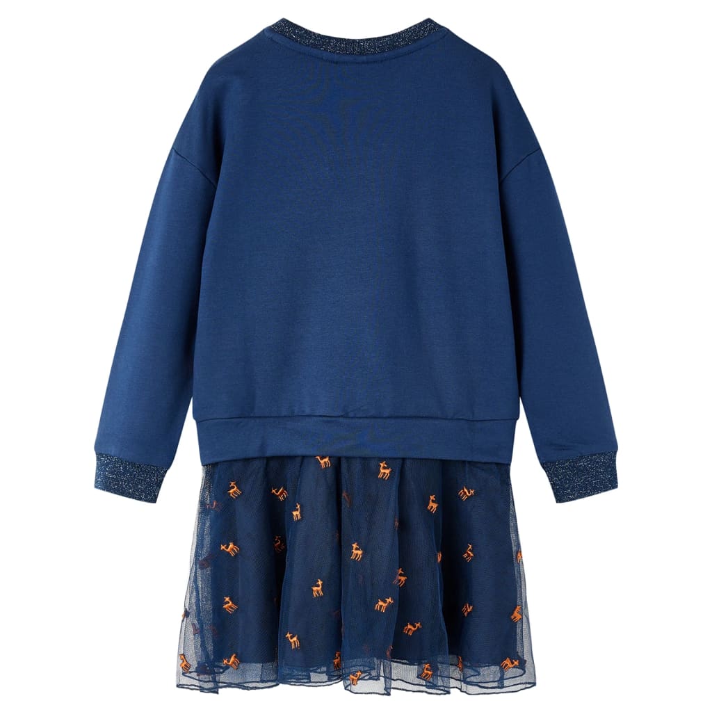 Vidaxl children's dress with long sleeves 128 navy blue