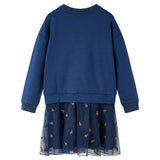 Vidaxl children's dress with long sleeves 128 navy blue