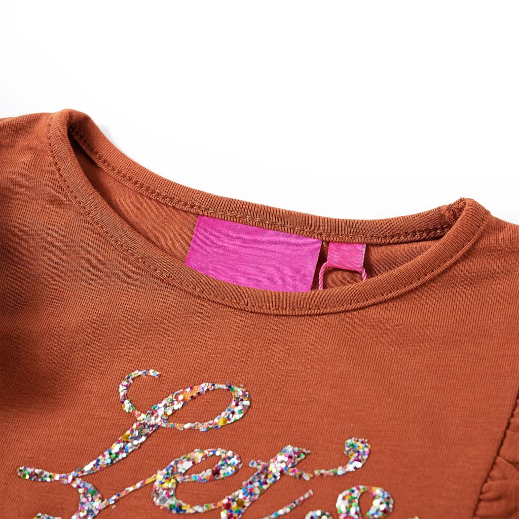 Camicia per bambini Vidaxl con maniche lunghe 116 Cognac Colorato