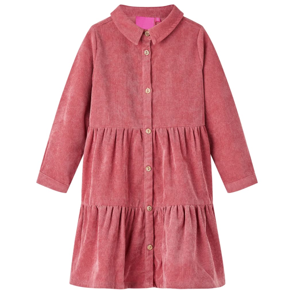 Abito per bambini Vidaxl con maniche lunghe Velvet a costola 92 Old Pink