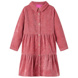 Abito per bambini Vidaxl con maniche lunghe Velvet a costola 92 Old Pink