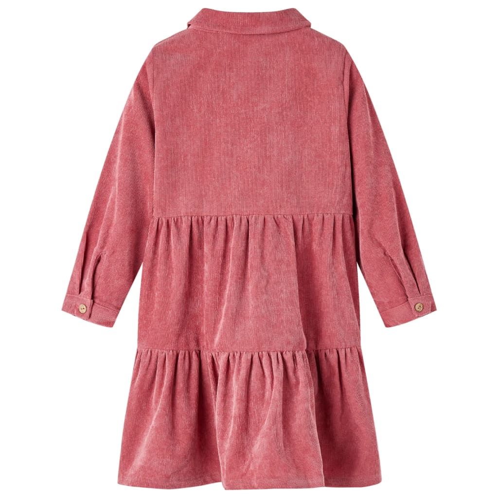 Abito per bambini Vidaxl con maniche lunghe Velvet a costola 92 Old Pink