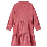 Abito per bambini Vidaxl con maniche lunghe Velvet a costola 104 Old Pink