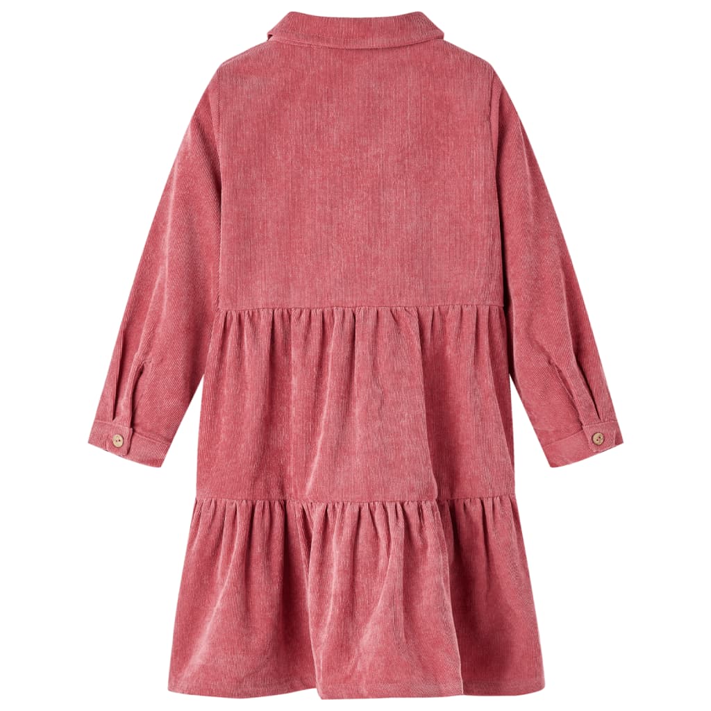Abito per bambini Vidaxl con maniche lunghe Velvet a costola 116 Old Pink