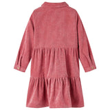 Abito per bambini Vidaxl con maniche lunghe Velvet a costola 140 Old Pink