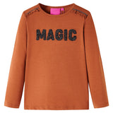 Camicia per bambini Vidaxl con maniche lunghe 116 Cognac Colorato