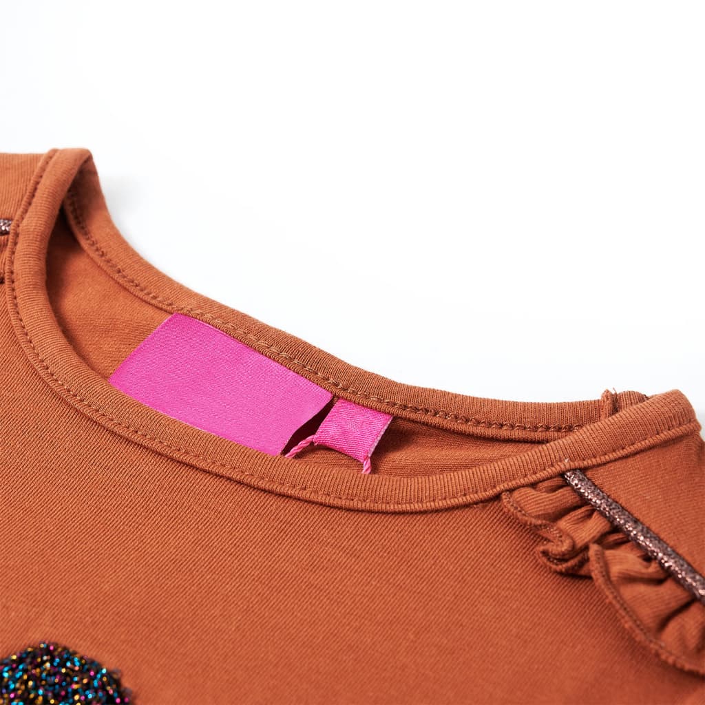Dětská košile Vidaxl s dlouhými rukávy 128 Cognac Colored