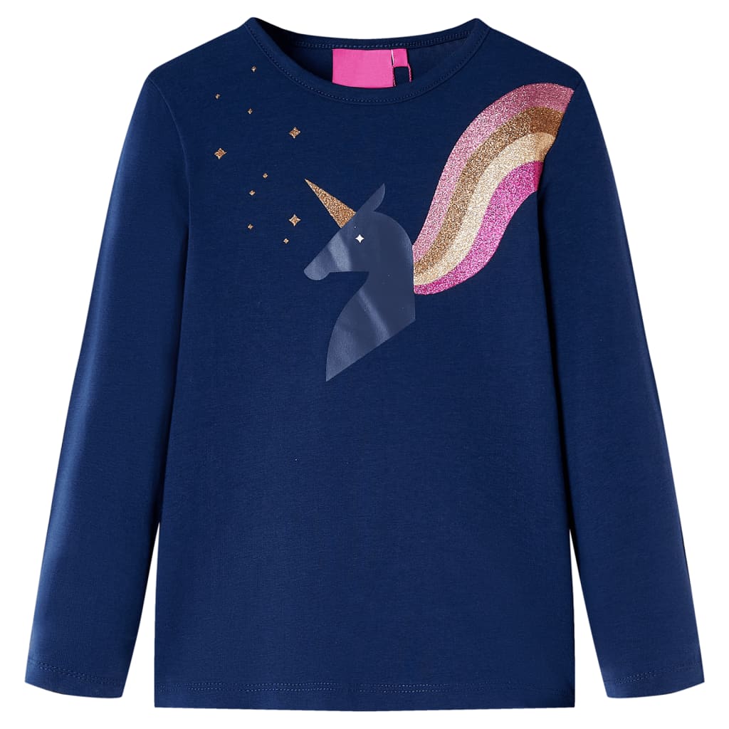 Dětská košile Vidaxl s dlouhými rukávy 128 Navy Blue
