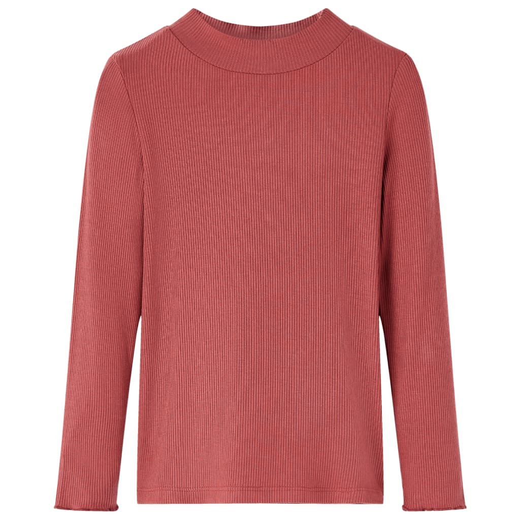 Dětská košile Vidaxl s dlouhými rukávy a nízkým Col 104 Reddish -Brown