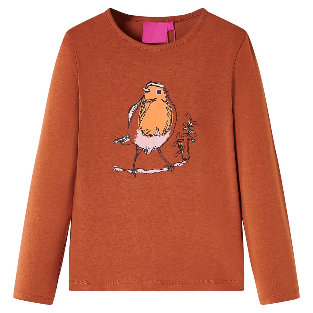 Dětská košile Vidaxl s dlouhými rukávy 92 Cognac Colored
