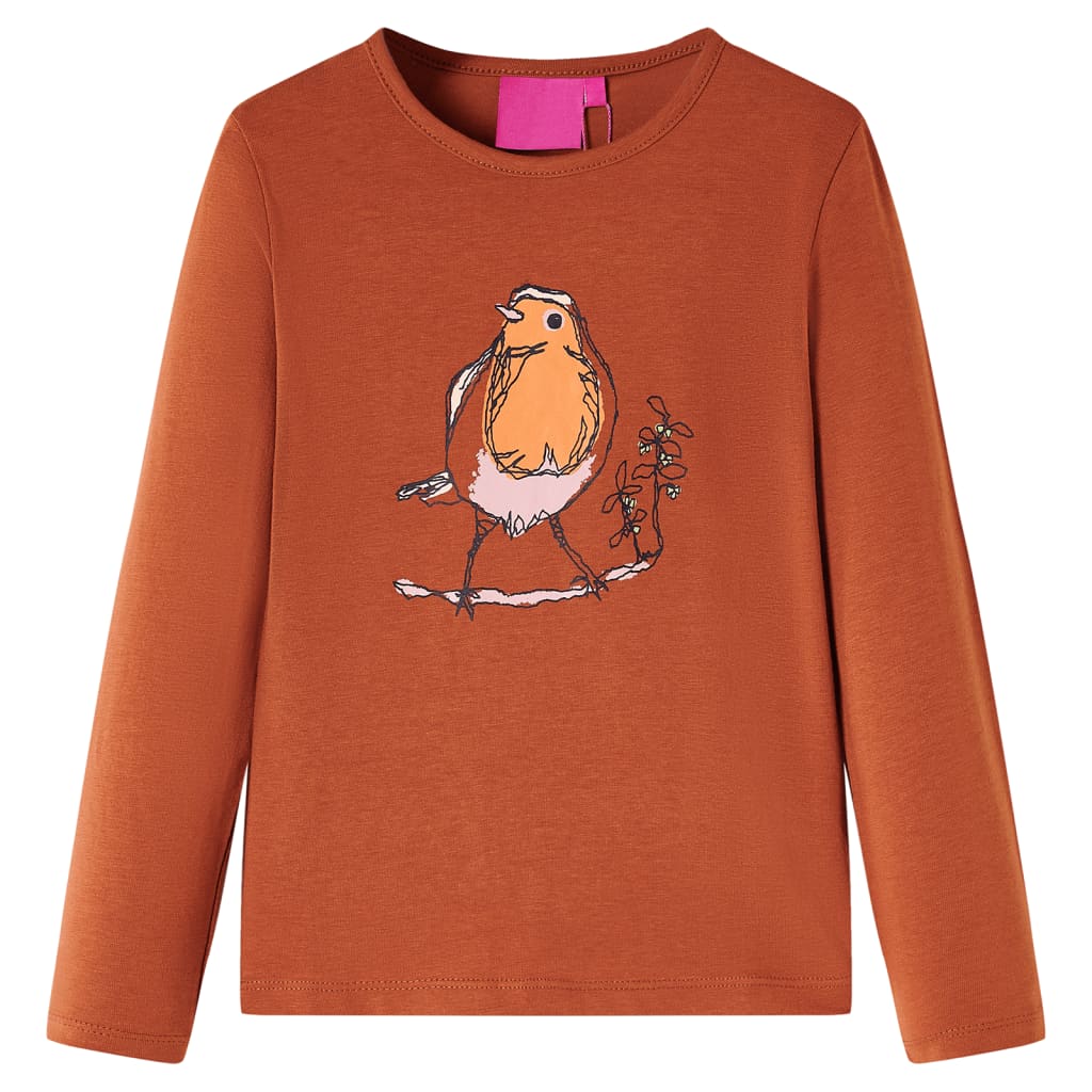 Vidaxl Children's shirt with long sleeves 104 cognac colored