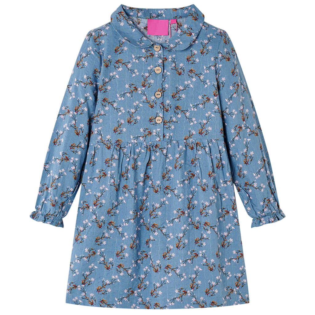 Vida Vidaxl Vestido para niños con mangas largas 104 Color de gasolina