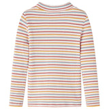 Vidaxl -Kinderhemd mit langen Ärmeln 128 Striped Ecruu