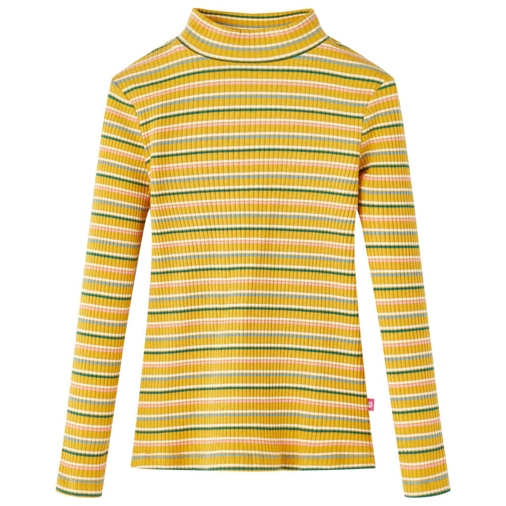 Vidaxl children's shirt with long sleeves 92 striped ocher -colored