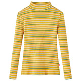 Vidaxl -Kinderhemd mit langen Ärmeln 104 gestreiftes Ocker -Colored