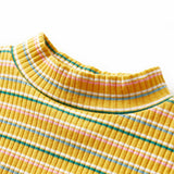 Vidaxl -Kinderhemd mit langen Ärmeln 104 gestreiftes Ocker -Colored