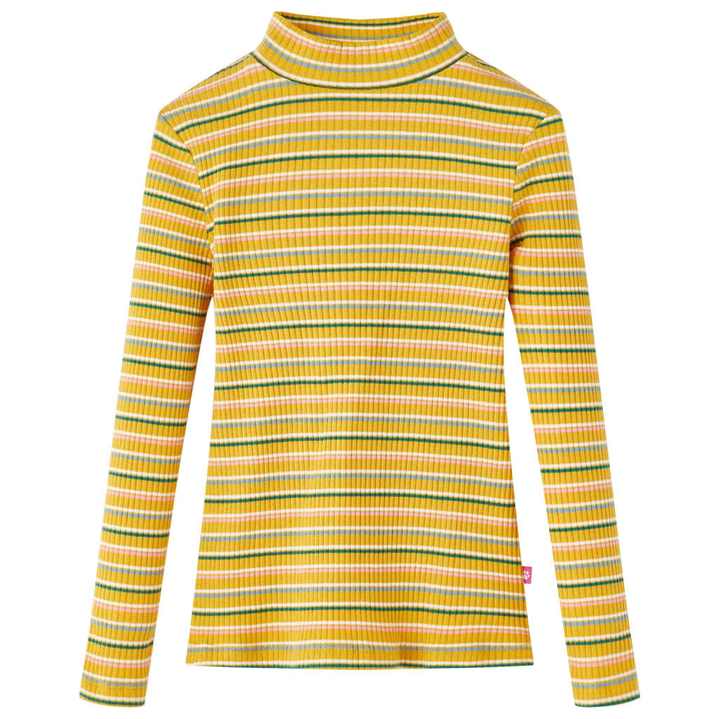 Vidaxl children's shirt with long sleeves 116 striped ocher -colored