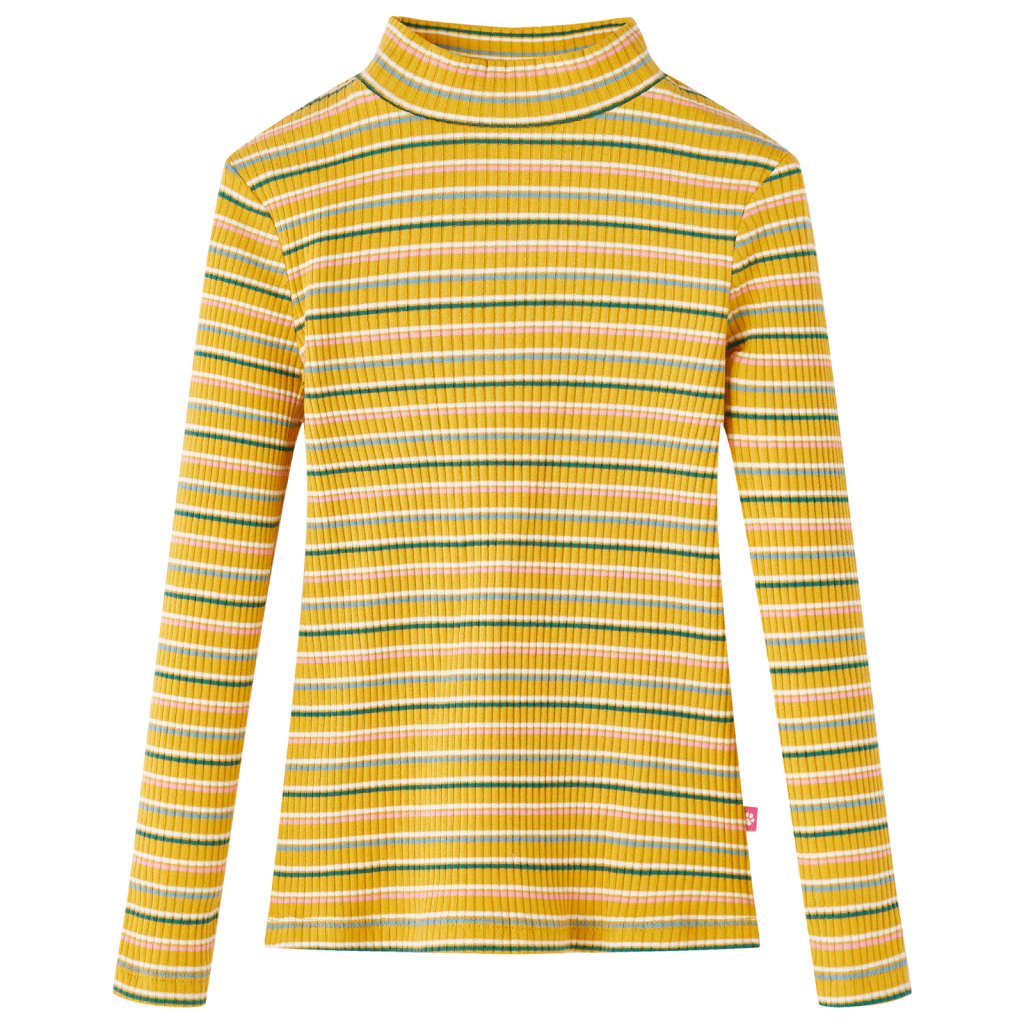 Vidaxl -Kinderhemd mit langen Ärmeln 128 Striped Ocker -Colored