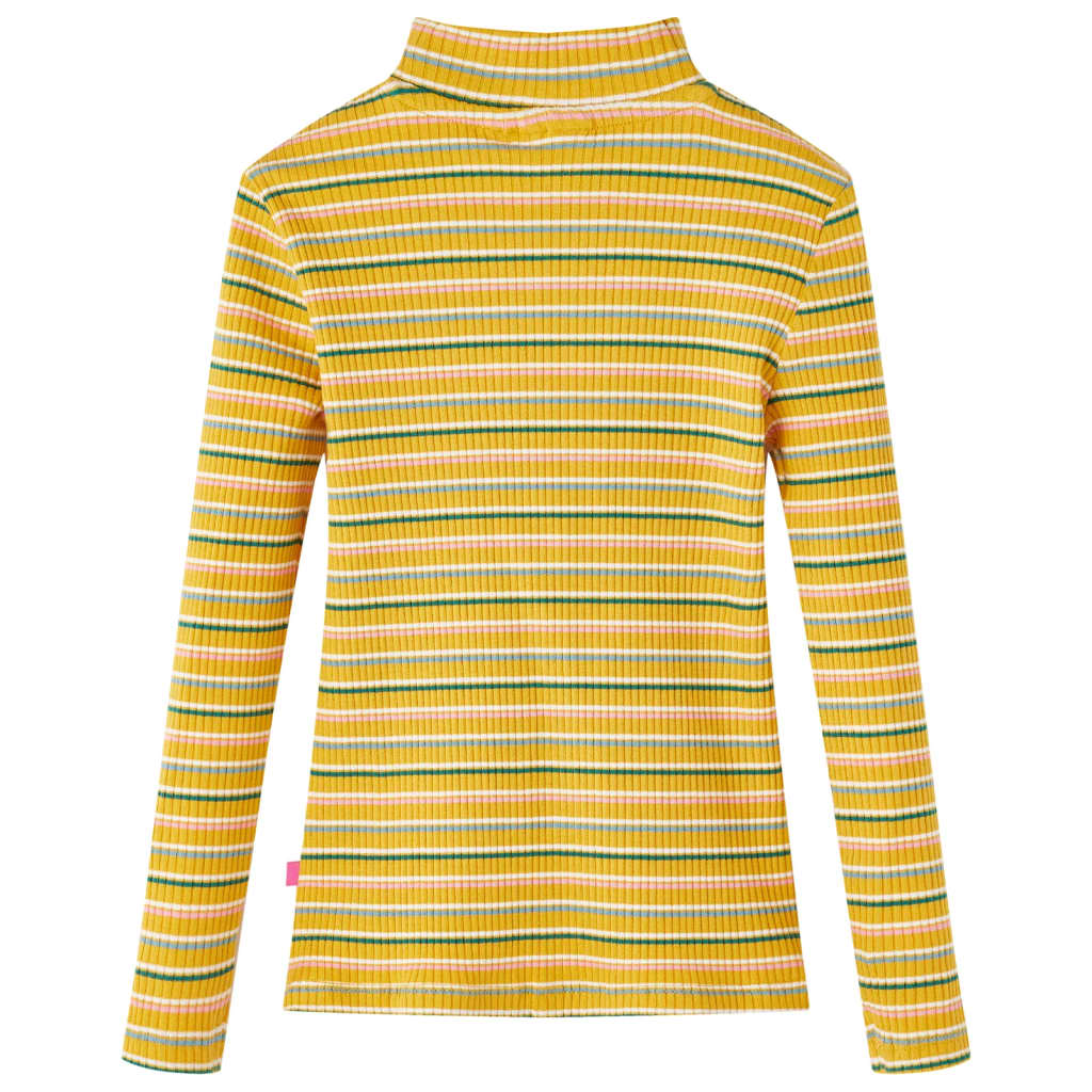 Vidaxl -Kinderhemd mit langen Ärmeln 140 Striped Ocker -Colored