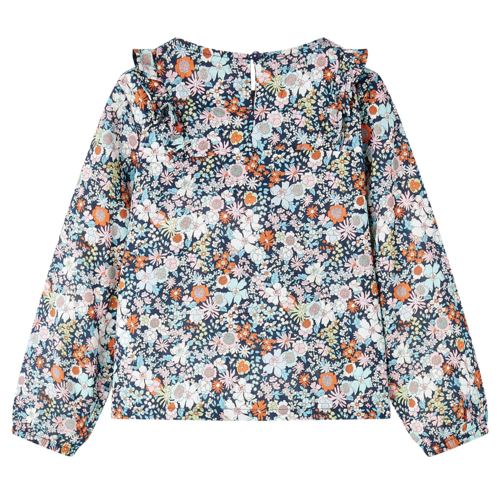 Camicia per bambini Vidaxl con maniche lunghe 116 blu scuro