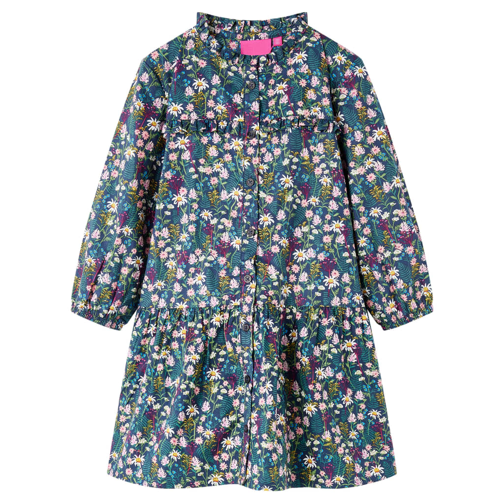 Vestido para niños de Vidaxl con mangas largas 92 azul oscuro