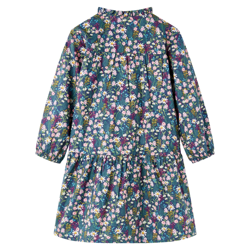 Vestido para niños de Vidaxl con mangas largas 92 azul oscuro