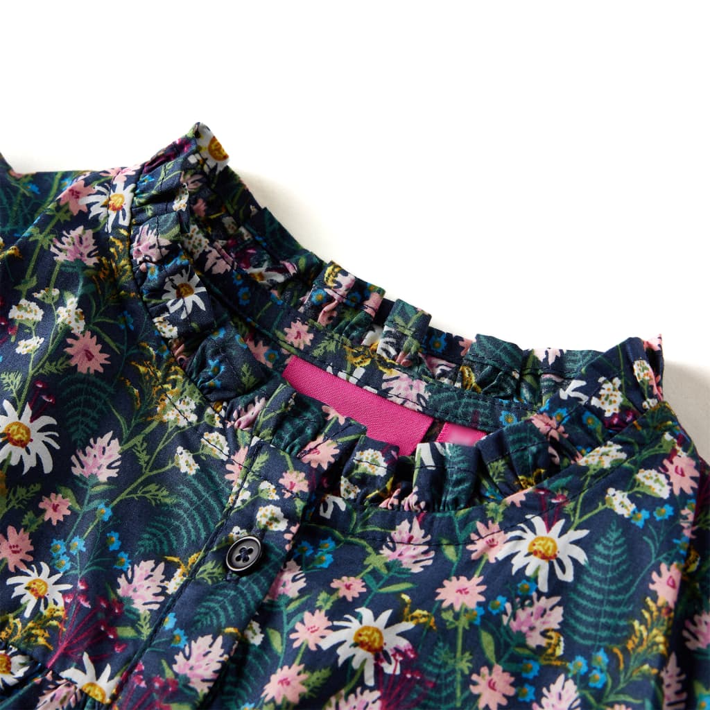 Vidaxl Kinderkleid mit langen Ärmeln 140 dunkelblau