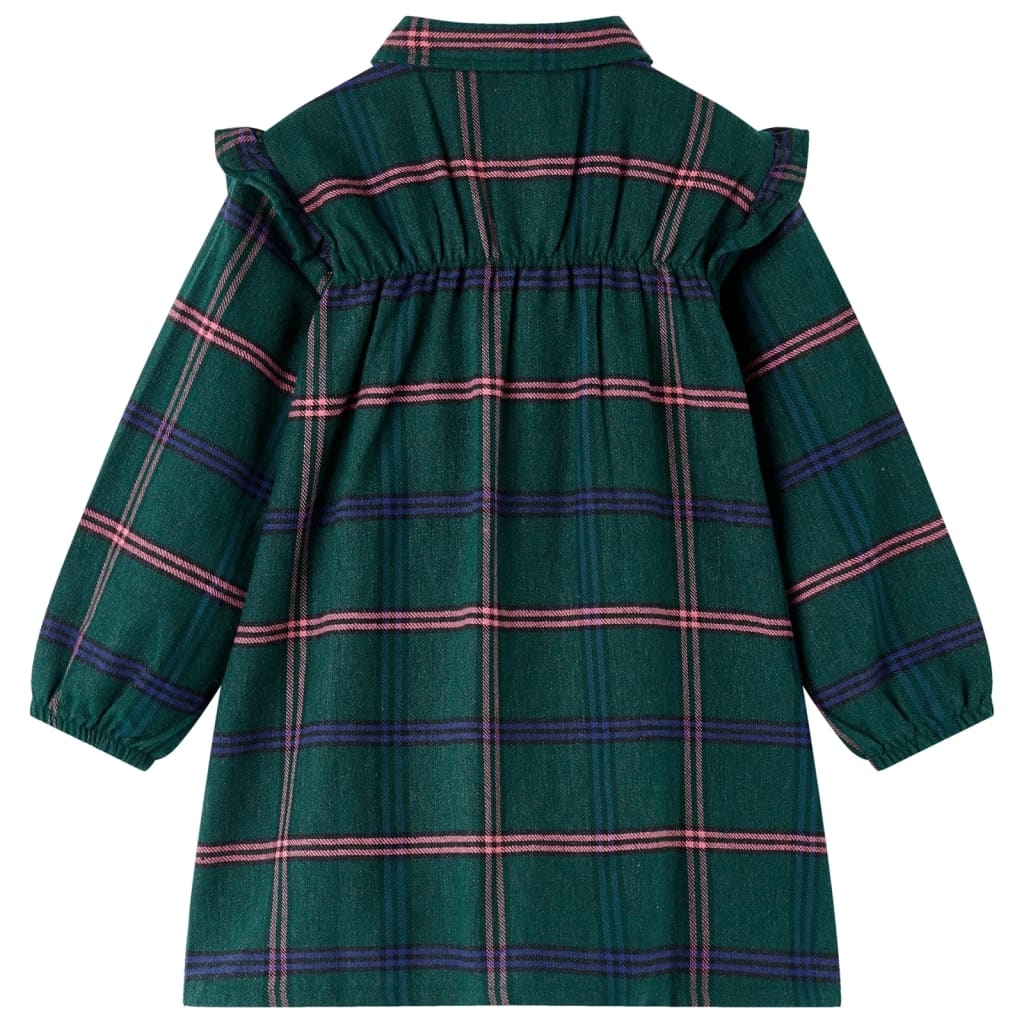 Vidaxl Kinderkleid mit langen Ärmeln und Rüschen 104 dunkelgrün
