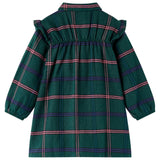 Vidaxl Kinderkleid mit langen Ärmeln und Rüschen 104 dunkelgrün