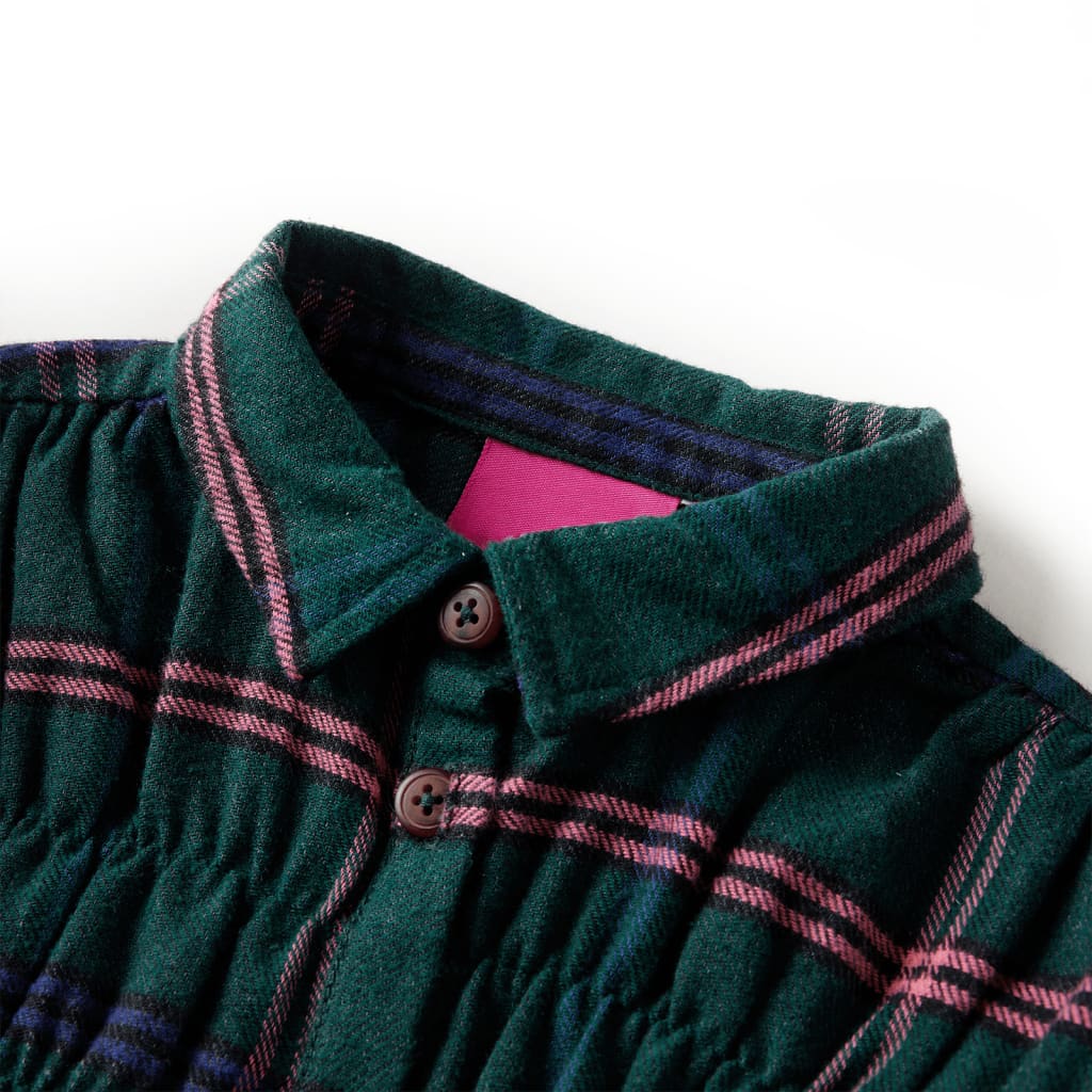 Vidaxl Kinderkleid mit langen Ärmeln und Rüschen 104 dunkelgrün