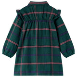 Vidaxl Kinderkleid mit langen Ärmeln und Rüschen 116 dunkelgrün
