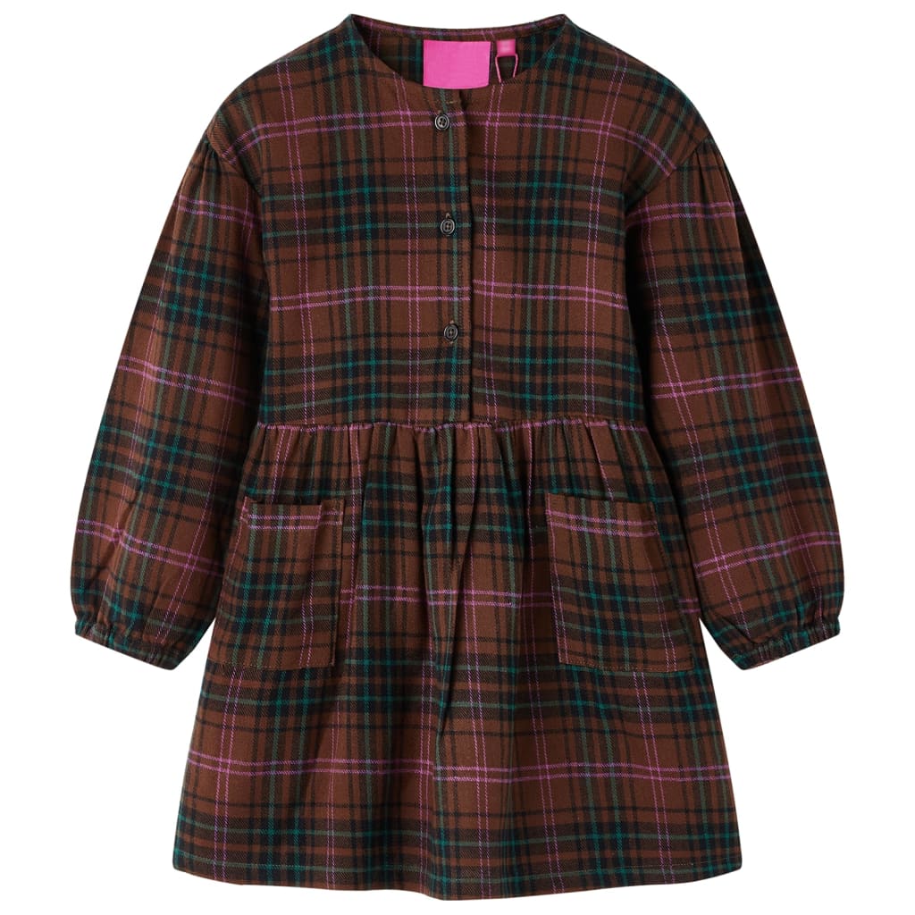 VidaXL children's dress with long sleeves 104 cognac colored