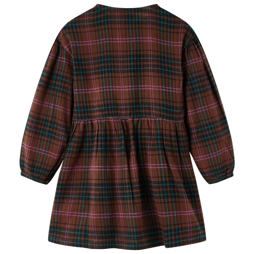 VidaXL children's dress with long sleeves 128 cognac colored