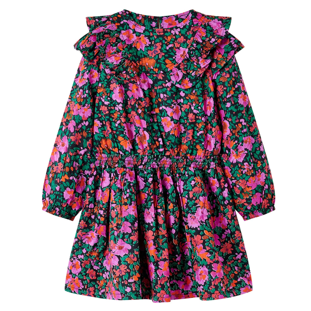 Vidaxl Kinderkleid mit langen Ärmeln 116 leuchtend rosa