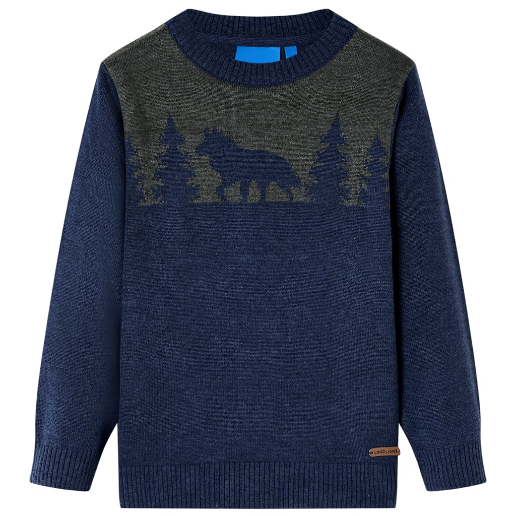 Vidaxl Kinderpullover gestrickt 104 Marineblau