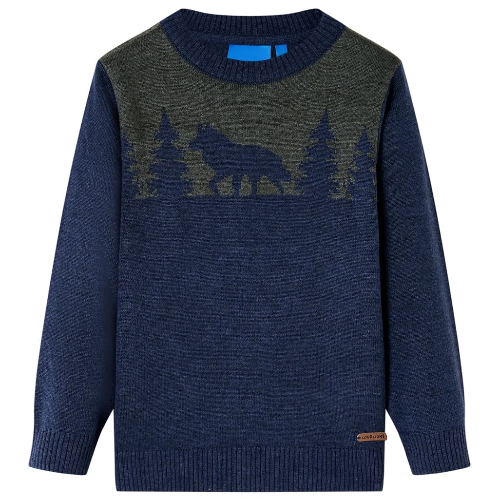 Vidaxl Kinderpullover gestrickt 128 Marineblau