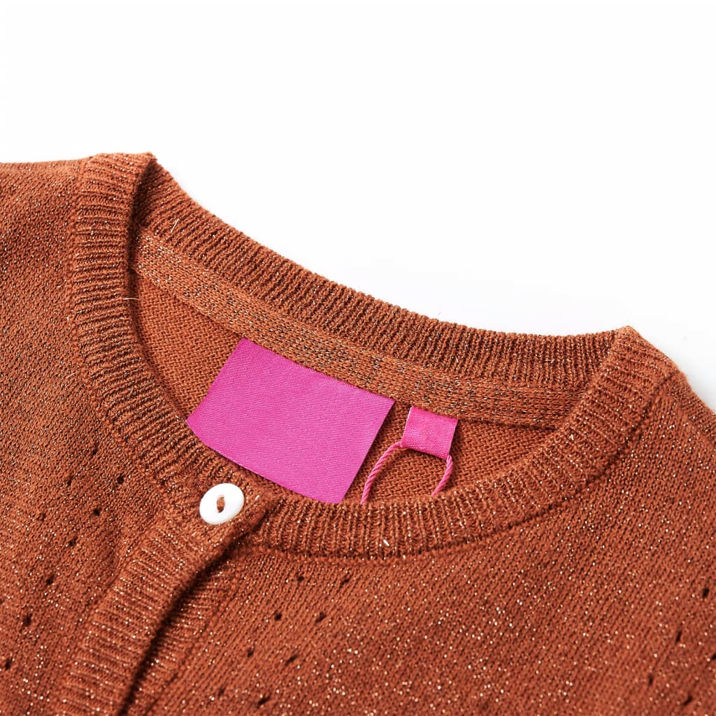 Vidaxl Kinderweste gestrickt 92 Cognac gefärbt
