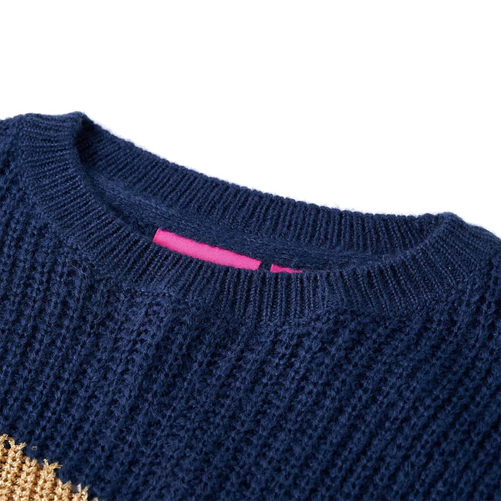 Vidaxl Kinderpullover gestrickt 104 Marineblau