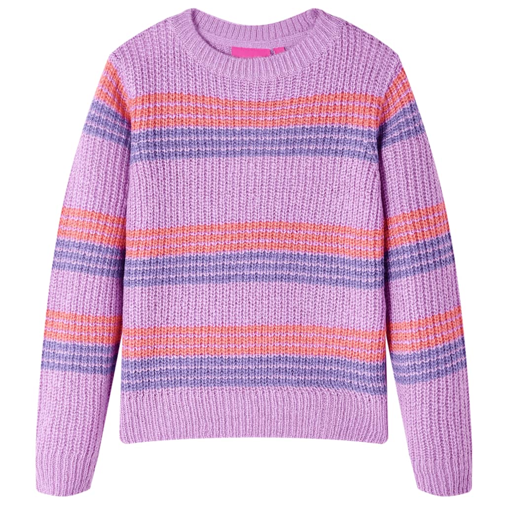 Pull pour enfants Vidaxl tricoté de rayures 128 lilas et rose