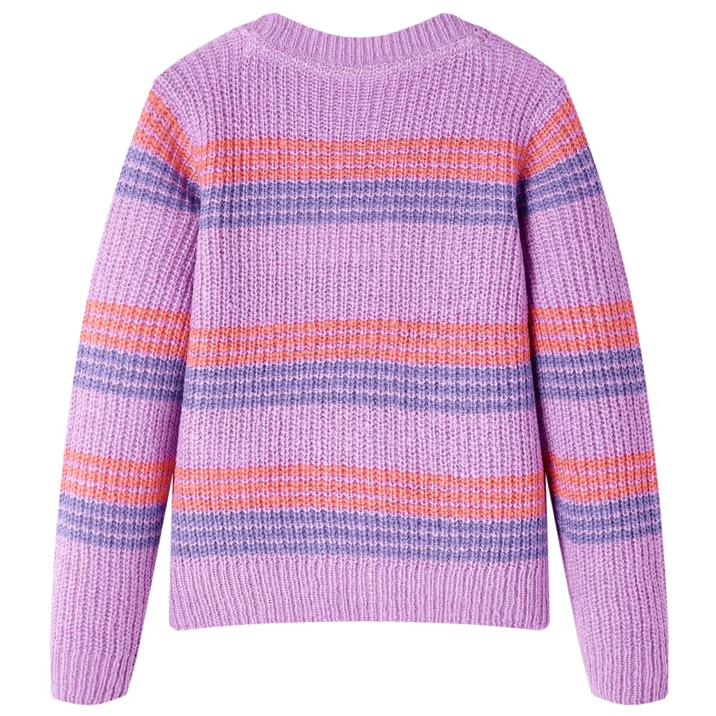 Pull pour enfants Vidaxl tricoté de rayures 128 lilas et rose